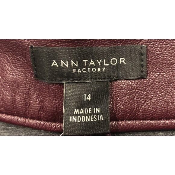 Women’s 14 Ann Taylor Burgundy Vegan Leather Skirt NWT Fall Preppy Chic - Picture 2 of 5